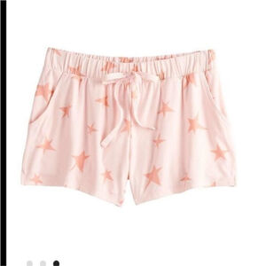 SO pajama shorts Woman's Juniors XXL pink with coral stars elastic drawstring